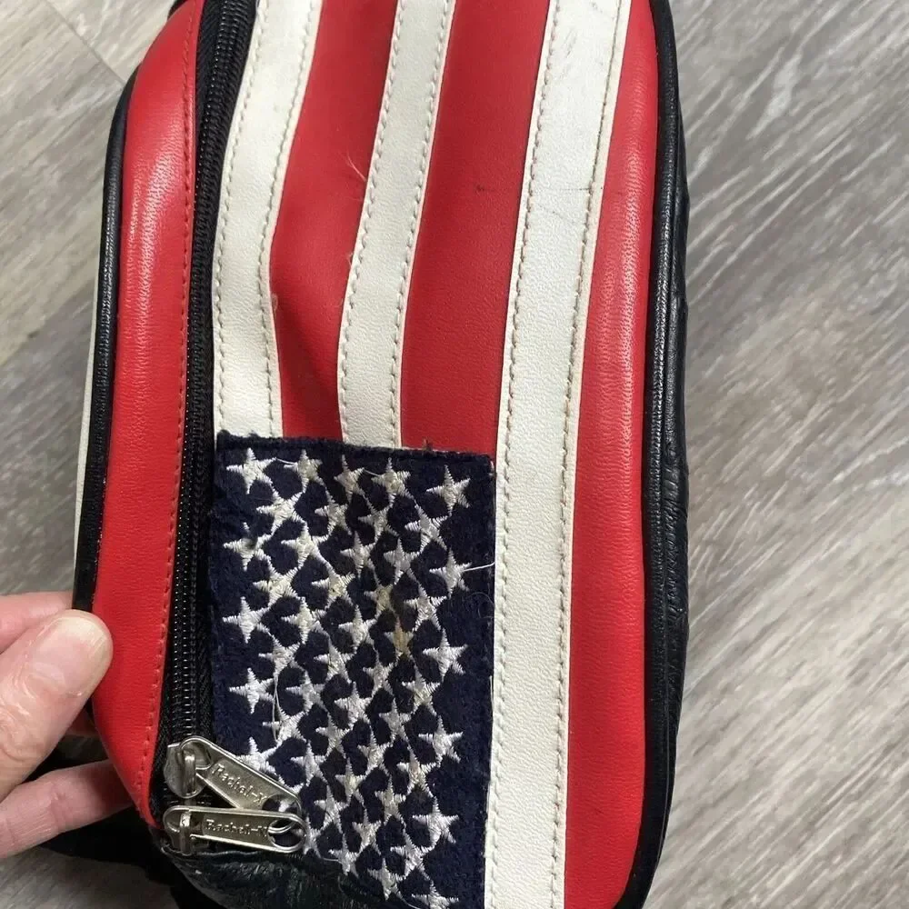 Leather American Flag Crossbody Bag Fanny Pack Satch USA